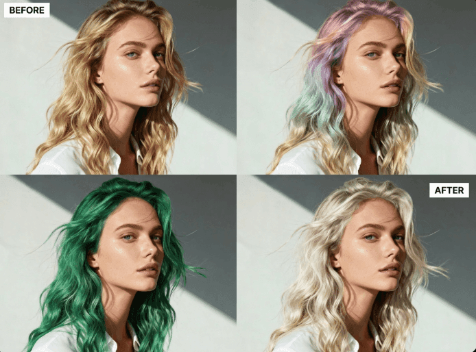 AI hair color changer preview used for the red hair AI template
