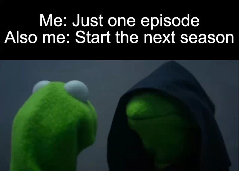 The next-season excuse: Me: Just one episode Also me: Start the next season
