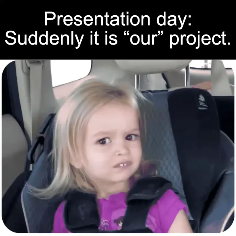 The sudden teammate: Presentation day: Suddenly it is “our” project.