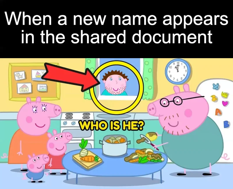 A new collaborator: When a new name appears in the shared document